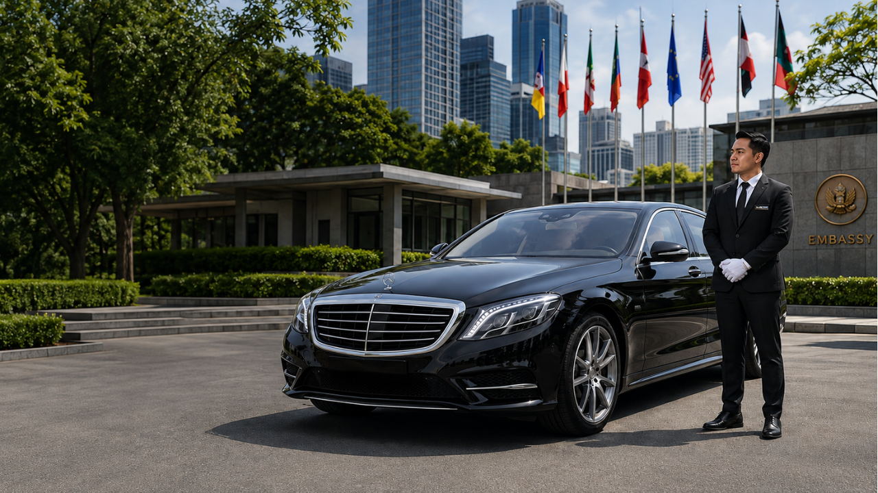 Premium sedan used for government protocol car rental Jakarta